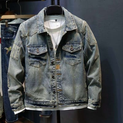 Revers Motorfiets Denim Jas Heren Persoonlijkheid Retro Slim Mode Amerikaanse Casual Denim Top 4XL gray