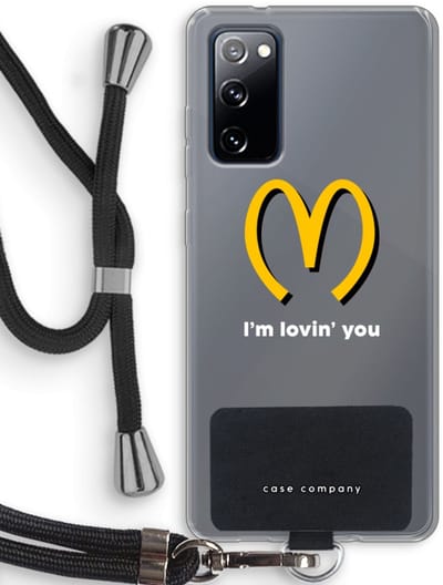 Case Company® - Hoesje met koord geschikt voor Samsung Galaxy S20 FE / S20 FE 5G hoesje met Koord - I'm lovin' you - Telefoonhoesje met Zwart Koord - Bescherming aan alle Kanten en Over de Schermrand