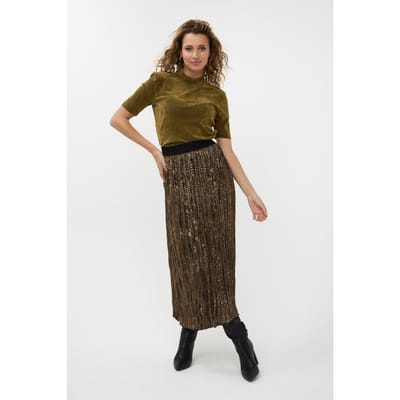 EsQualo Top Turtle Velours Stretch Moss Green Größe: S | Hemden Outlet | Damen | Grün