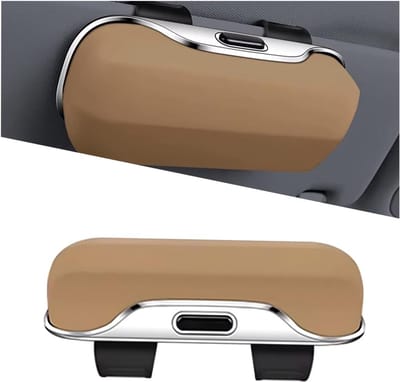 Brillenkoker - Autobrillenkoker - Brillenopbergdoos - Brillendoos - Zonnebrilhouder - Zonnebrillenkoker - Autobrilclip - Autozonnebrilhouder - Brilhouder - Zonnebrillen accessoires - voor de meeste auto's, SUV's en vrachtwagens - 18.5*6.5*8cm - beige