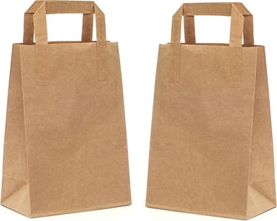 Papieren zakken met handvat - cadeauzakjes - 50 stuks - bruin - kraftpapier - 18 x 23 x 8,5 cm