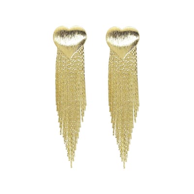 Feline Heart / Hart Oorhangers - Goudkleurig | Bijoux / Koper | 8 x 2 cm | Fashion Favorite
