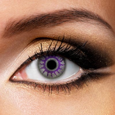 Partylens® grijze kleurlenzen - Solar Grey - zachte jaarlenzen met lenshouder - Halloween - Cosplay