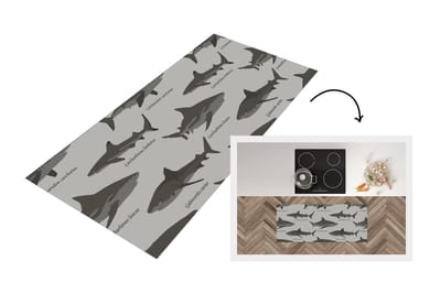 Keukenloper - Loper keuken - Patronen - Haai - Zee - 120x50 cm - Keukenloper vinyl