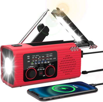 Fokelyi Noodradio Solar Opwindbaar & Batterij - Noodradio - Opwindbaar - Powerbank - Zaklamp - FM - Oplaadbaar - Noodpakket - Zwart