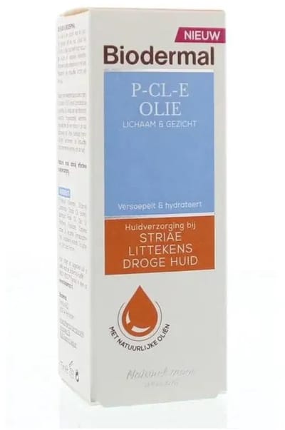 Biodermal P-CL-E Huid Olie, 75 ml - Huidolie voor lichaam & gezicht, Huidverzorging voor stria, littekens en droge huid, Versoepelt en Hydrateert, met natuurlijke oliën