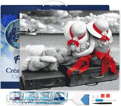 Figured'Art Diamond Painting set Volwassenen 40x50 cm met lijst Schattige stellen - 5D DIY Art full drill vierkante diamant - Canvas al ingelijst
