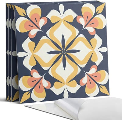 Coloray Wandpanelen Zelfklevend - Geometrisch bloemenpatroon Zelfklevende Wandpanelen - 50 cm x 50 cm - Geel Wandpaneel PVC - 5 stuks - Mozaïeken Wandpanelen Zelfklevend - Wandbord Keuken - Wandpaneel Badkamer