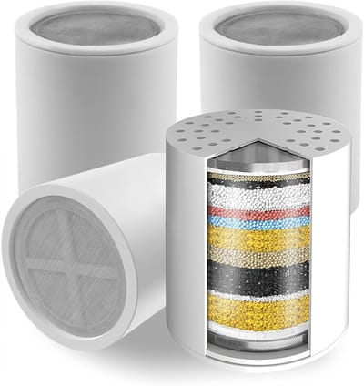 Set van 4 vervangende douchefiltercartridges voor hard water, chloor- en zware metalenverwijdering, huidverzachting en jeukvermindering