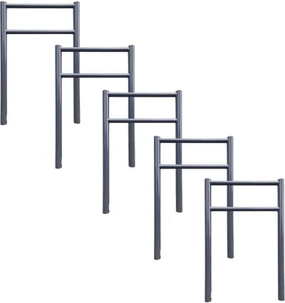 TRUTZHOLM - Fietsaanleunbeugels Set van 5 - Met Tussenstang - 115 x 75 cm - Antraciet - Inbetonneren - Staal - Ø 60 mm - Type H