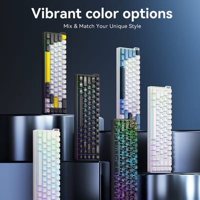 AJAZZ AK680 V2 68% bedraad RGB-gamingtoetsenbord, Rapid Trigger, Ice Isle-schakelaars (8K polling rate), PBT-toetsen, ergonomisch, compatibel met Win/Mac, USB-bedraad, Ribbon-design, OEM-profiel