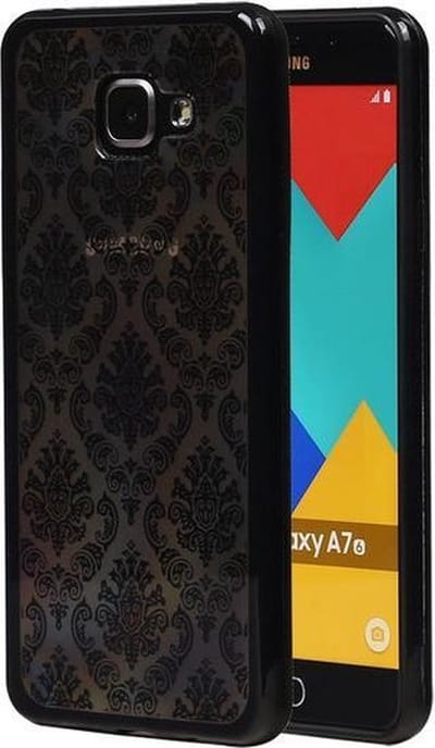 Zwart Brocant TPU back case cover hoesje voor Samsung Galaxy A7 (2016)