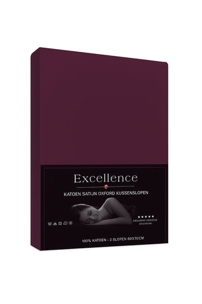 SENZATIONE 100% Katoen Satijn 1x Oxford Kussensloop met Volant 60x70+20+5 cm AUBERGINE 05