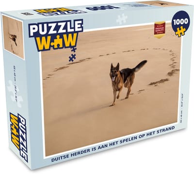 Puzzel Duitse Herder is aan het spelen op het strand - Legpuzzel - Puzzel 1000 stukjes volwassenen