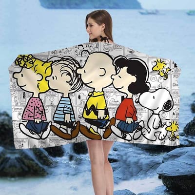 Schattige Hond S-Snoopy Badhanddoek Microvezel Zacht Waterabsorberend Ademend Voor Meisjes Kinderen Decoratief Cartoon Strandlaken W40*H60(CM)