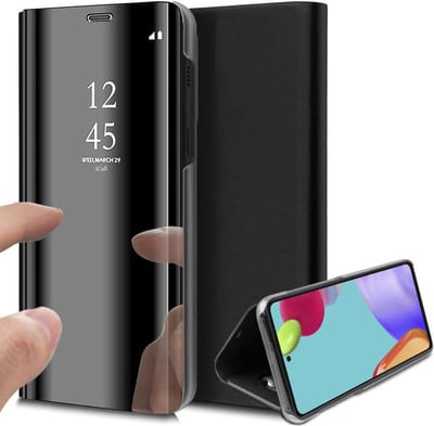 Hoesje geschikt voor Samsung Galaxy A52 - Spiegel Book Case - Zwart