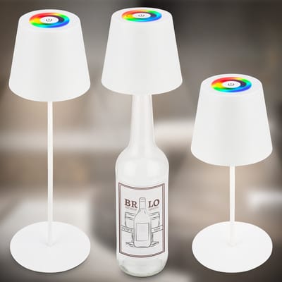 BRILONER Calida - Oplaadbare Tafellamp - dimbaar - voor binnen en buiten - 3 in 1 - RGBW - IP44 - snoerloze - in hoogte verstelbaar - 36 x Ø 10,5 cm - wit