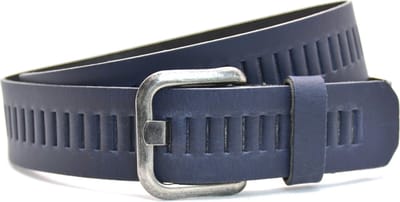Timbelt Leren Geperforeerde Sleufjesriem Riem voor Dames en Heren - Breedte 4 cm - Sleufjes Riem Echt Leer - blauw - Riemmaat 85 - Totale lengte 100 cm
