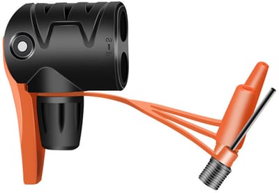 Dailygoods - Dubbele kop ventieladapter - Fietspomp adapter - Zwart en Oranje - Ventieladapter - Geschikt voor alle fietsen - 4 cm