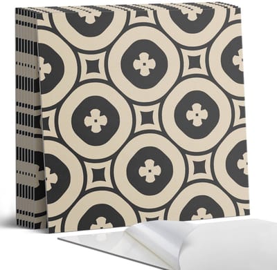 Coloray Plaktegels - Geometrisch patroon met vierkanten Portugese Tegels - 30 cm x 30 cm - Zwart Plaktegels - 9 stuks - Vierkant PVC Tegels - Plaktegels Keuken - Zelfklevende Vloertegels - Vinyl Tegels - Zelfklevende Tegels