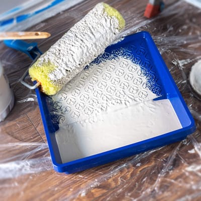 KADAX Verfbak, verfbak, kunststof verfschaal, schilder-lakschaal met handige handgreep, grote lakschaal, licht schilderaccessoires, verfbak, schilderbenodigdheden (1, blauw)
