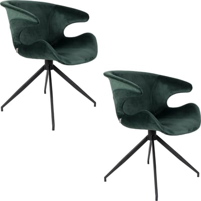 Zuiver Mia Eetkamerstoelen Armleuning Groen - Set van 2