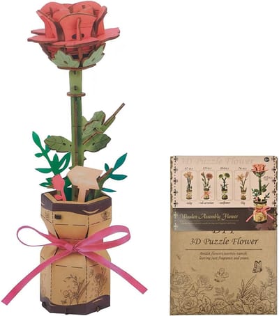 Houten Puzzel Rozen - Bloemen Model - Creatief Hobby - Duurzaam Hout - 24 x 16 cm - Natuurlijk Hout
