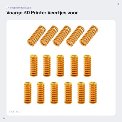 Dailygoods- Veren Licht Belasting - Compatibel met 3D Printers - Stabiele Printbed - M3 - Pack van 16 - Metalen Materiaal - 3D Printer Veren