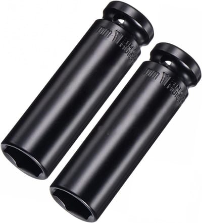 2 stuks 1/2 aandrijving 17 mm diepe impact socket, warmtebehandeld CR-V staal, 6-punts metrische maten voor professioneel gebruik