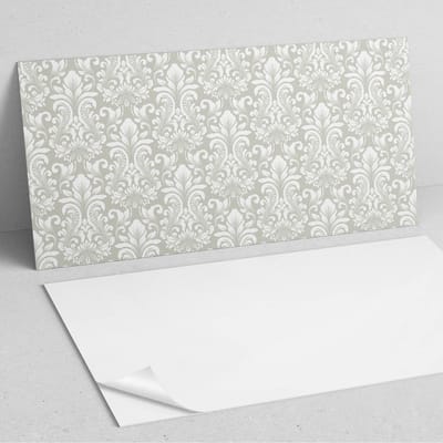 Coloray Wandpanelen Zelfklevend - Plantenpatroon met versieringen PVC Wandpaneel - 100 cm x 50 cm - Grijs Wandbekleding Zelfklevend - 1 stuk - Mozaïeken Wandpanelen Zelfklevend - Keuken Wandpanelen - Wandpanelen Badkamer