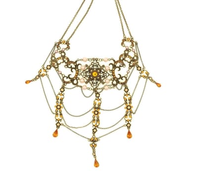 Behave® Dames Ketting - Multi Layer Choker Goudkleur Met Bruine Steentjes - 30 cm - Nikkelvrij