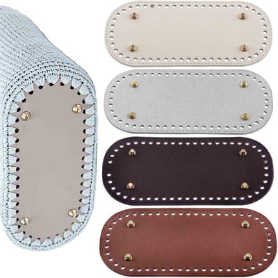 Kreer je eigen handgeweven tas met deze 4-delige ovale PU leren bodem voor haakprojecten, ideaal voor DIY tassen.