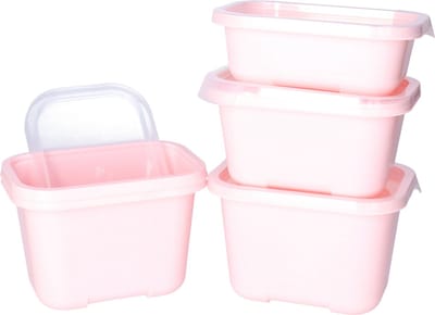 Juypal Vershoudbakjes nestbaar - 5 delig - BPA vrij - meal prep - diverse maten- Roze - luchtdicht - herbruikbaar