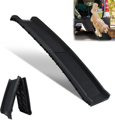 Hondentrap Opvouwbaar - Hondenhelling Auto - Veilig Instappen - Anti-slip Oppervlak - 156 x 40 cm - Zwart