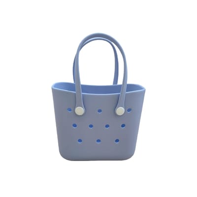 Europe et Amérique sac trou tendance sac à main EVA couleur unie avec sac de rangement de Haute Qualité, sac de plage, sac à main à la mode pour sortie quotidienne 1pc bleu clair