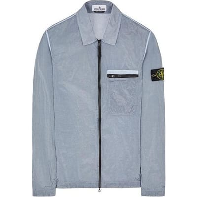 Stone Island Metal Nylon Serie Effen Kleur Polokraag Enkele Zak Logo Lange Mouwen Jas Heren jassen Hemelsblauw 801511219-V0041 M gray