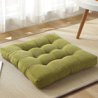 Vloerkussen Corduroy - Zitkussen Tatami - Zacht Zitten - Negen Stiksels Ontwerp - 45x45cm - Groen