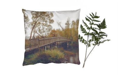 Sierkussens - Kussentjes Woonkamer - 40x40 cm - Herfst - Brug - Bomen