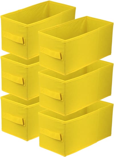 LAVITA® Opbergmand Textiel - 15x31x15 Geel 6 Stuks - Opbergbox Kast Organizer Opbergdoos - Kastlade Verdeler Voor Kleding Ondergoed Badkamer Kledingkast - Vouwdoos Stoffen Doos Opbergdozen