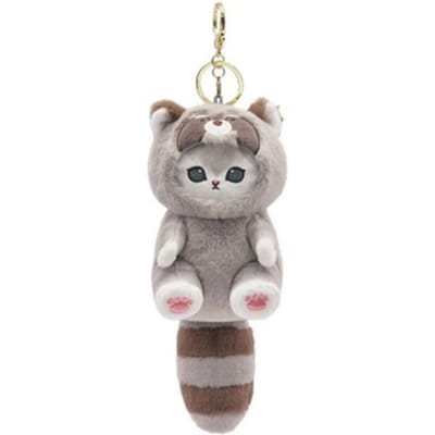 Schattige Kat Vermomd als Langstaartig Dier Pluche Sleutelhanger Hanger Kleine Pop Cadeau Zachte Sleutelhanger voor Dierenvrienden gray
