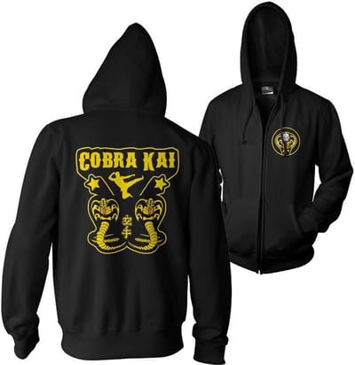 Cobra Kai Kickback hoodie met rits, zwart