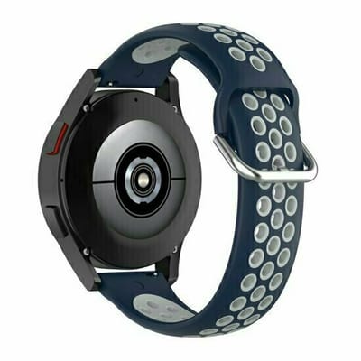 By Qubix - Siliconen sportbandje met gesp - Donkerblauw + grijs - geschikt voor Huawei Watch 5 - 46mm