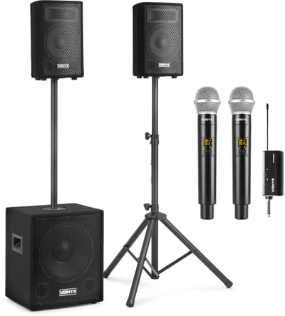 Karaoke set voor volwassenen - Vonyx Pro karaokeset met microfoons, speakers en subwoofer - 800W