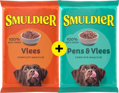 Smuldier Vlees 400g + Pens&Vlees 400g | 2x12 st. | compleet | diepvries hondenvoer | vers vlees