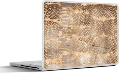 Laptop sticker - 14 inch - Dierenprint - Goud - Luxe - Slang - 32x5x23x5cm - Laptopstickers - Laptop skin - Cover