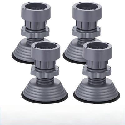 4 stuks Wasmachine Ondersteuning -Verstelbare Hoogte Anti-vibratie Wasmachine Voetkussens voor Wasmachine en Droger-Antislipmat kunststof schokabsorberende beugel-Wasmachine voeten verstelbare voet，grijs
