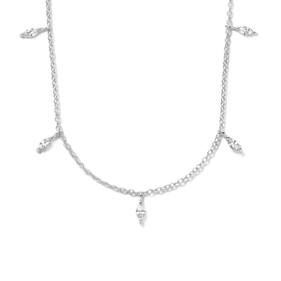 zilver gerhodineerd collier zirkonia 41 + 4 cm 1336495