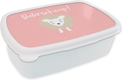 Broodtrommel Wit - Lunchbox - Brooddoos - Get well soon - Quotes - Roze - Schaap - 18x12x6 cm - Volwassenen