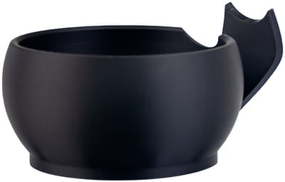 ARAMO® Essentials - Zwarte Kunstof Scheerkom en Opschuimbak met Borstelstandaard (110 x 75 mm)