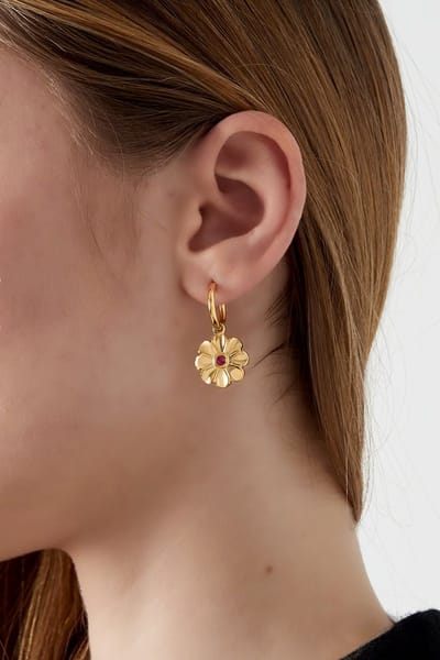 Shimmering Flower Oorbellen - Verkleurt niet - Cadeau - Goudlief